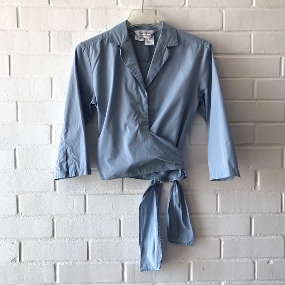 MaxMara Tops - MaxMara Light Blue Wrap Blouse